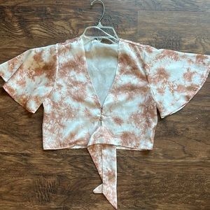 12th Tribe Cropped Pink Tye Dye Blouse